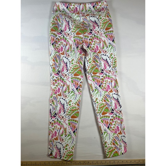 Up! Pants Butterfly Print High Rise Slim Leg Pants White Size 2 NWT - Picture 4 of 9